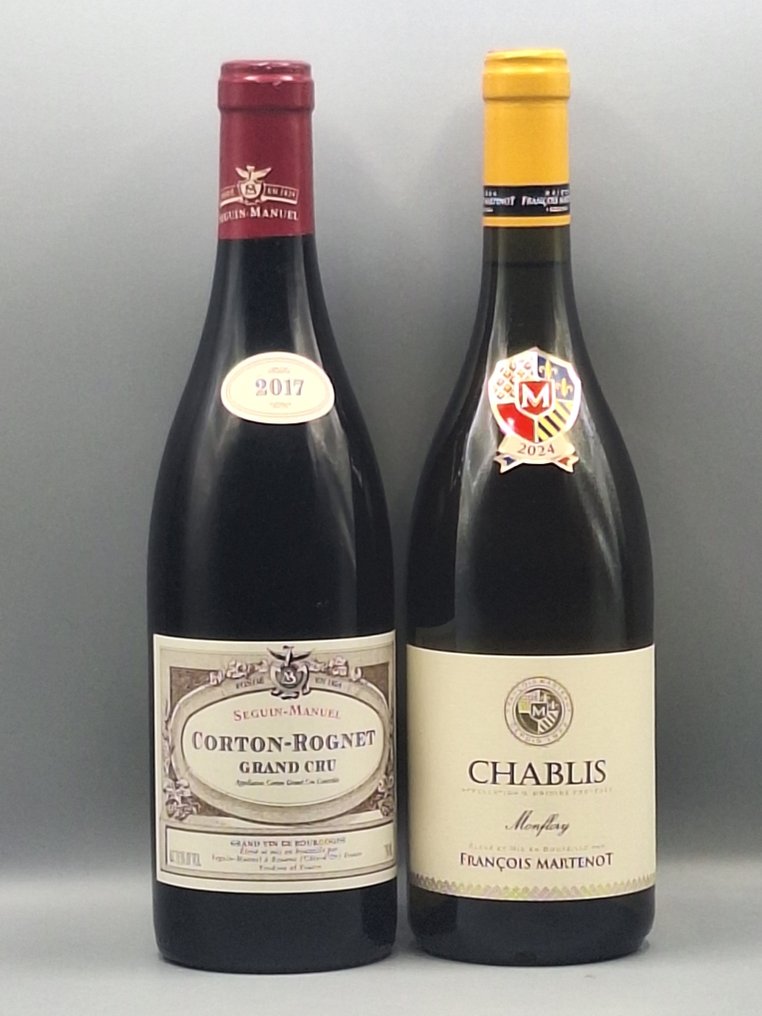 2017 Seguin-Manuel Corton Rognet Grand Cru & 2024 François  Martenot Chablis - Bourgogne - 2 Flaskor (0,75L) #1.0