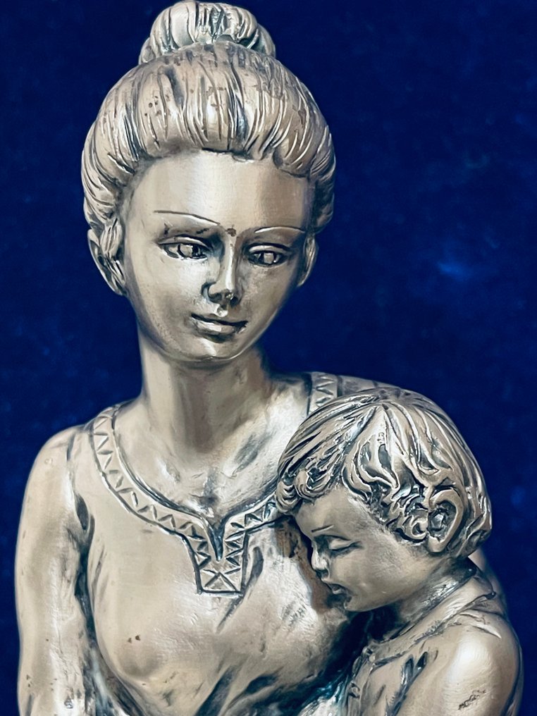 S. Barra - Statue, Eternal Maternal Embrace - 23 cm - Silverplated - 1960 #2.1