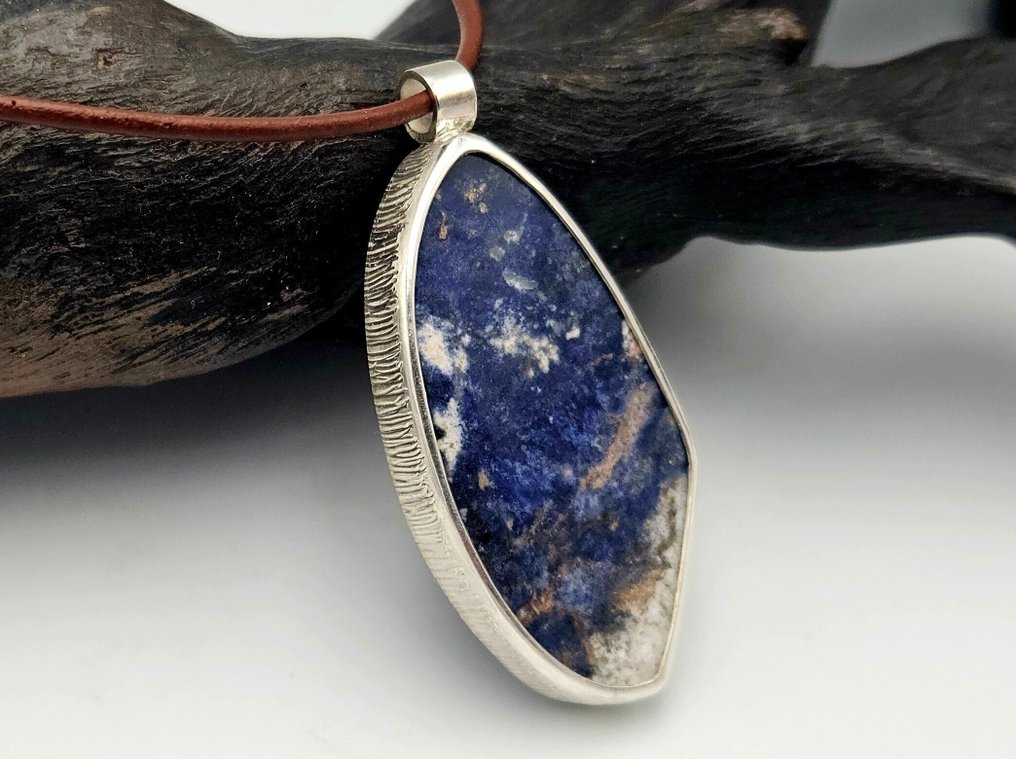銀 - 墜飾 - 稀有的蓝色苏打石 #1.0