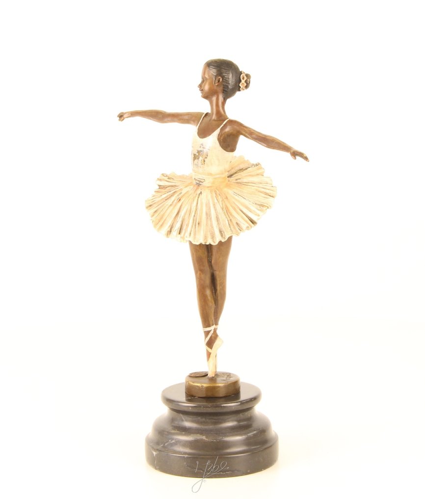 Figuur - Bronzeskulptur einer Ballerina – Elegante Darstellung von Anmut und Bewegung - Brons, Marmer #3.2
