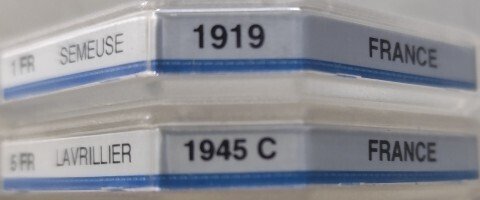 Γαλλία. 1 + 5 franc 1919-1945. UNC Scratch, XF Cleaning (2 monnaies) (χωρίς τιμή ασφαλείας) #4.3