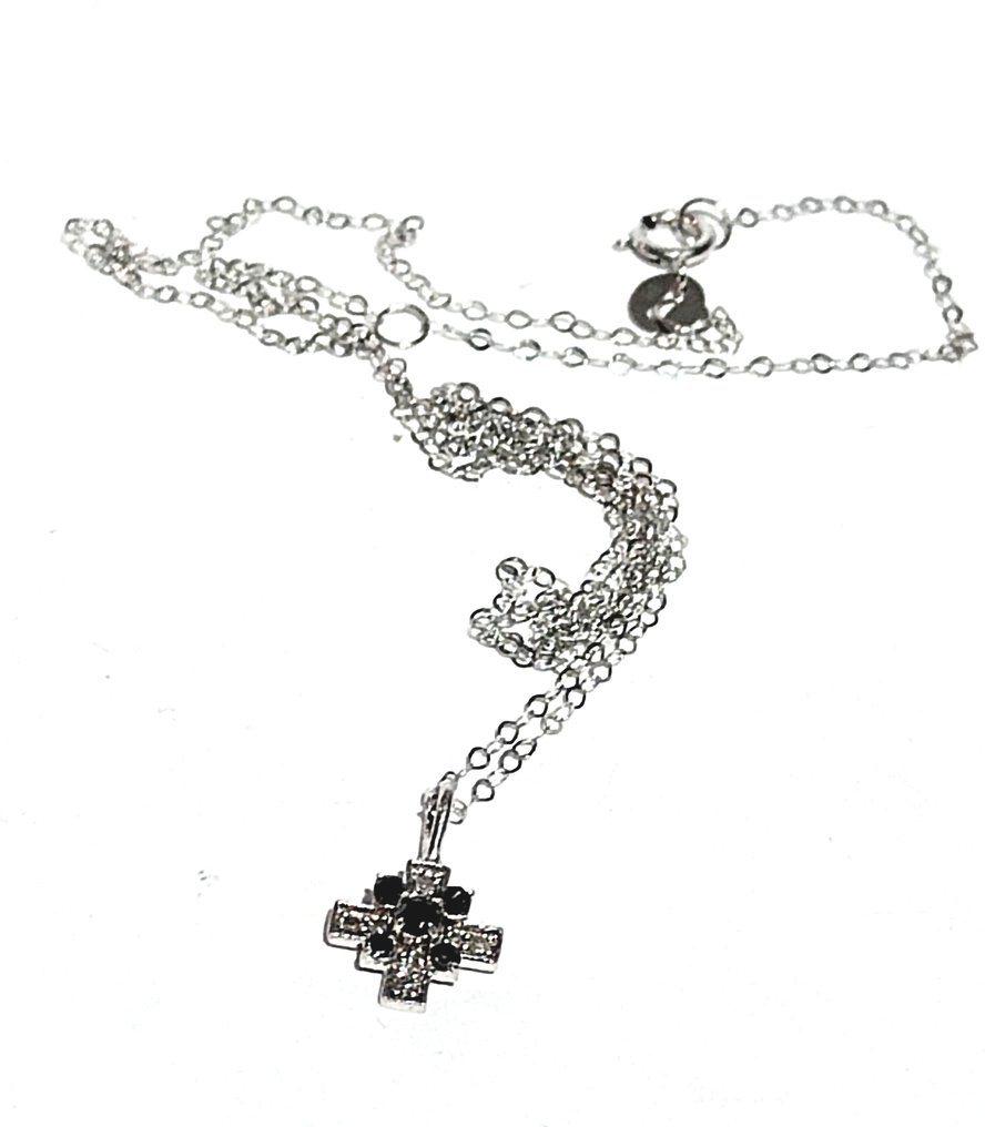 沒有保留價 - 吊墜頸鏈 - 18 克拉 白金 -  0.15ct. tw. 鉆石 (天然)  #2.1