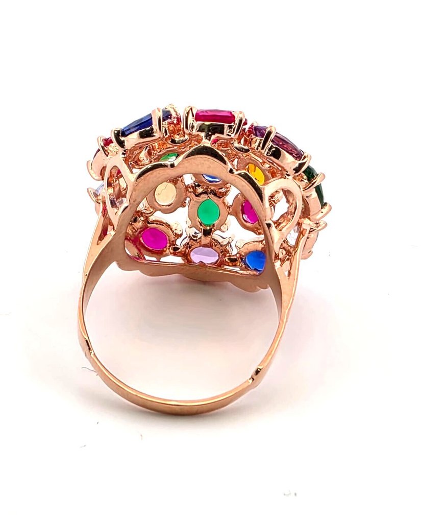 沒有保留價 - 戒指 - 9 節 玫瑰金, 銀 藍寶石 - 黃玉 #3.2