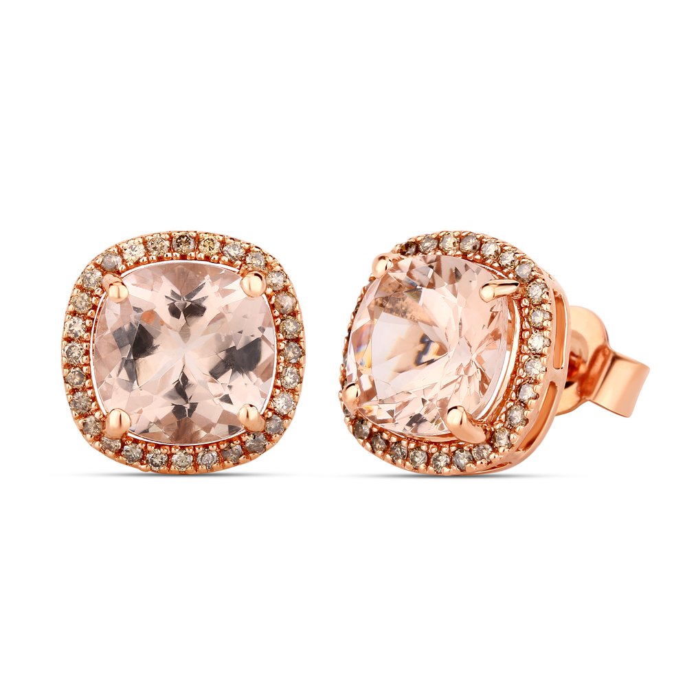 Σκουλαρίκια - 14 καράτια Ροζ χρυσό -  4.30ct. tw. Μοργκανίτης - Διαμάντι #1.0