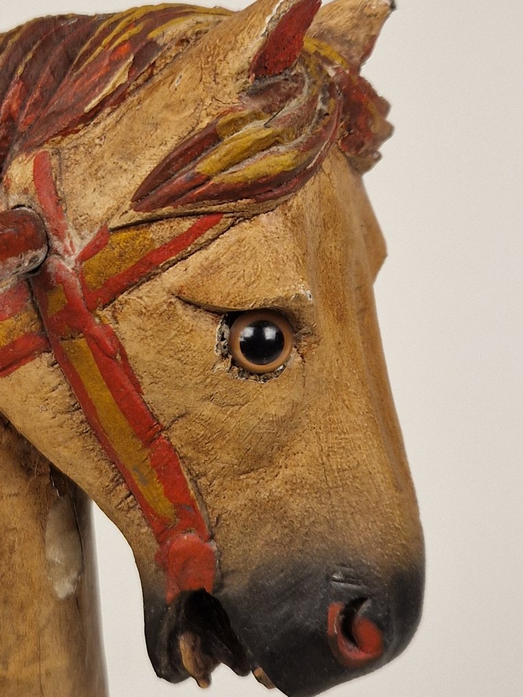 Skulptur, Houten paard op wielen - 40 cm - Trä - 1950 #2.1