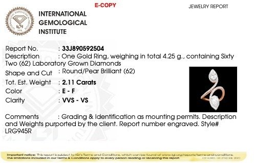 訂婚戒指 - 14 克拉 玫瑰金 -  2.11ct. tw. 鉆石 (實驗室培育) - 设计师订婚戒指 #4.3