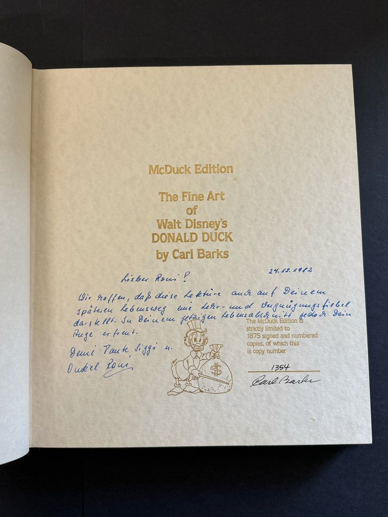 Carl Barks - The Fine Art of Walt Disney´s Donald Duck - 1981 - Limited 1354 / 1875 and Signed by Carl Barks - Mc Duck Edition - Heavy Leather bound book in - 1 Zeldzaam kunstboek in slipcase - 1981 #2.1