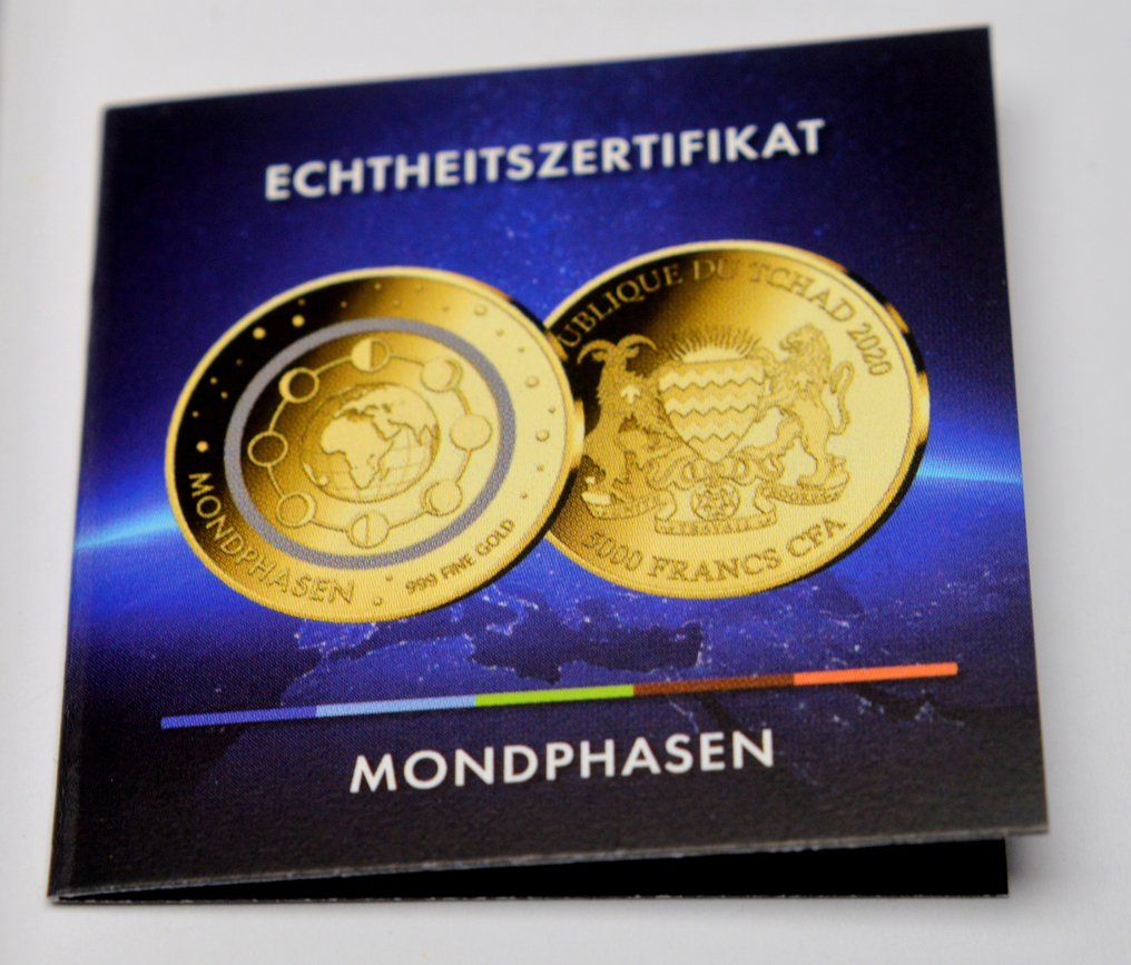 Tchad. 5000 Francs 2020 Moonphase 1/200oz (.999)  (Ingen mindstepris) #2.1