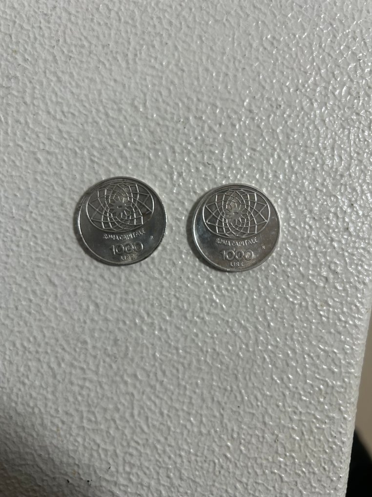 Italia, Repubblica Concordia. 1000 Lire 1870-1970 “Concordia” (2monete)  (Senza prezzo di riserva) #1.0