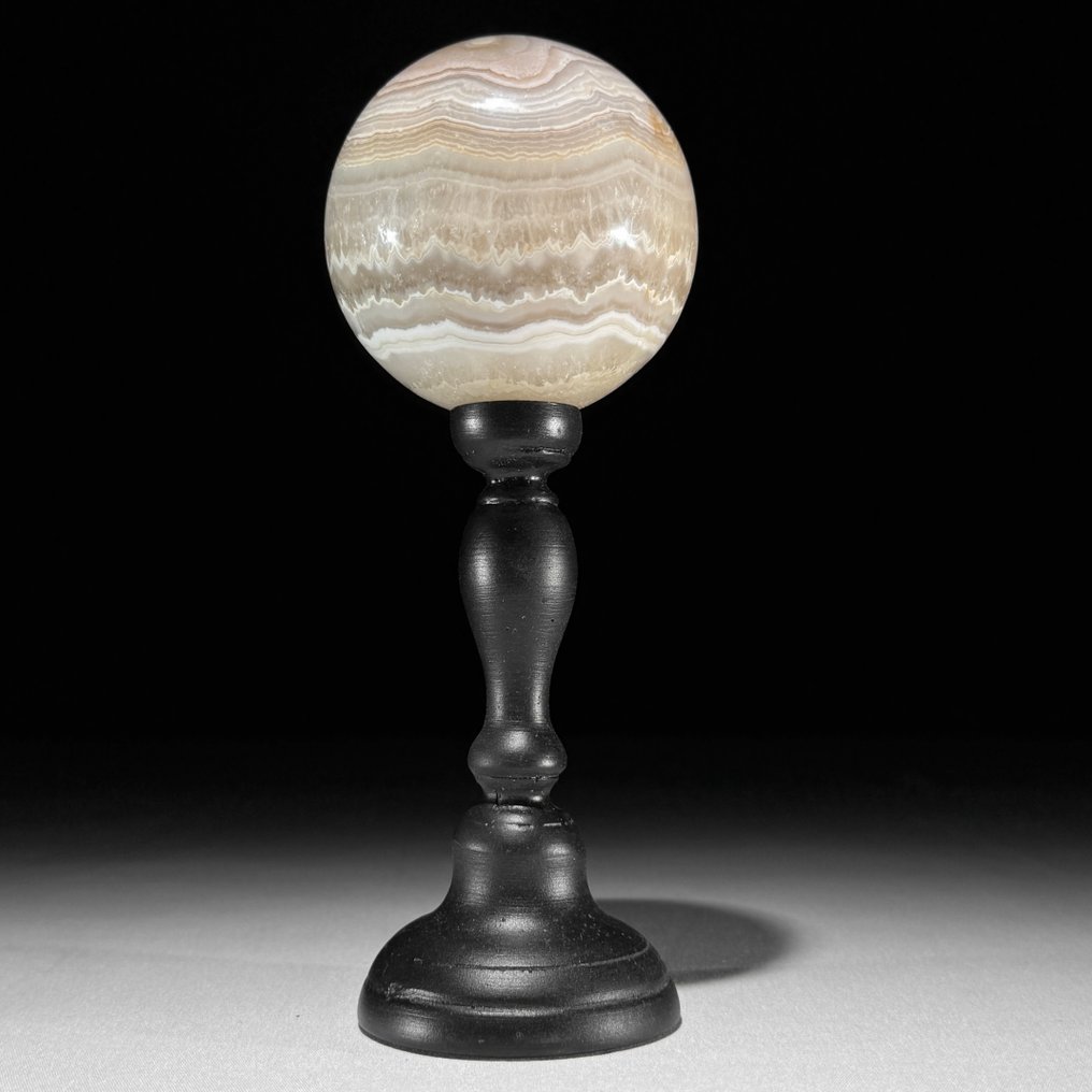 Ingen minstepris - Fint sett med 3 lace agate. Kuler på tilpassede stativer- 1800 g - (3) #3.2