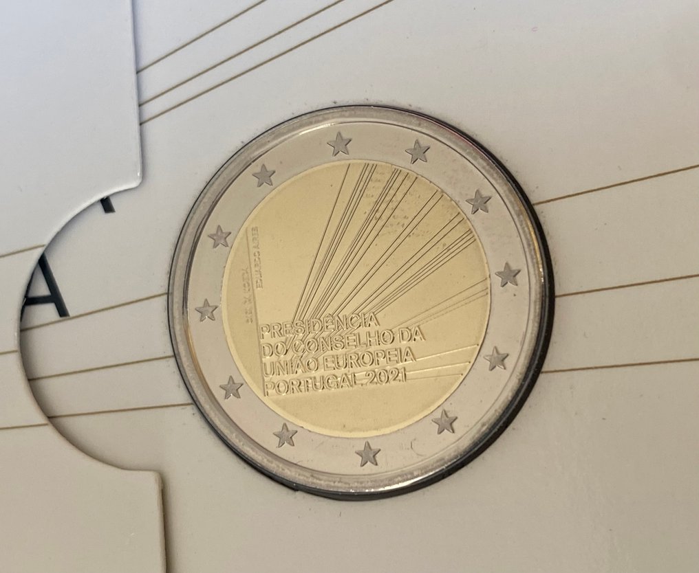 Portugalia. 2 Euro 2020/2021 "ONU" + "Presidência do Conselho da UE" (2 moedas) Proof  (Fără preț de rezervă) #3.2