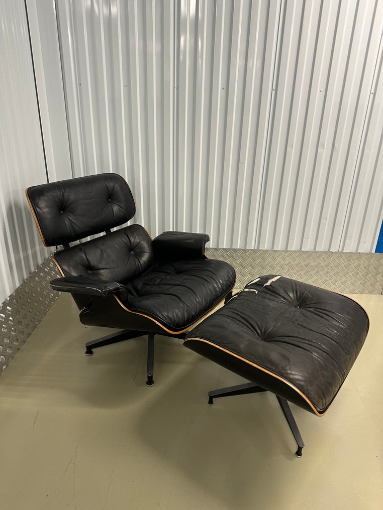 Herman Miller - Charles & Ray Eames - Nojatuoli (2) - 670 Lounge Chair - Nahka, Vaneri, Alumiini, Metalli #1.0