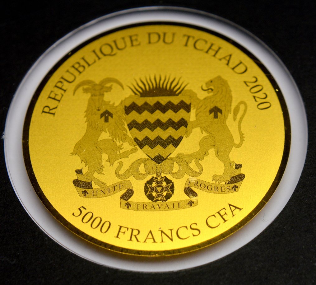 Tchad. 5000 Francs 2020 Moonphase 1/200oz (.999)  (Ingen mindstepris) #4.3