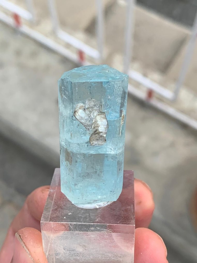 Azzurro acquamarina con combinazione di mica Cristallo - Altezza: 4.2 cm - Larghezza: 2.1 cm- 27 g - (1) #3.2