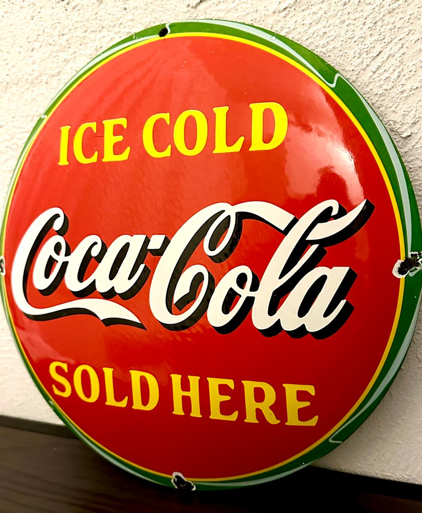 No reserve- Vrij groot Coca Cola emaille reclamebord - Emaljskylt - Metall #2.1
