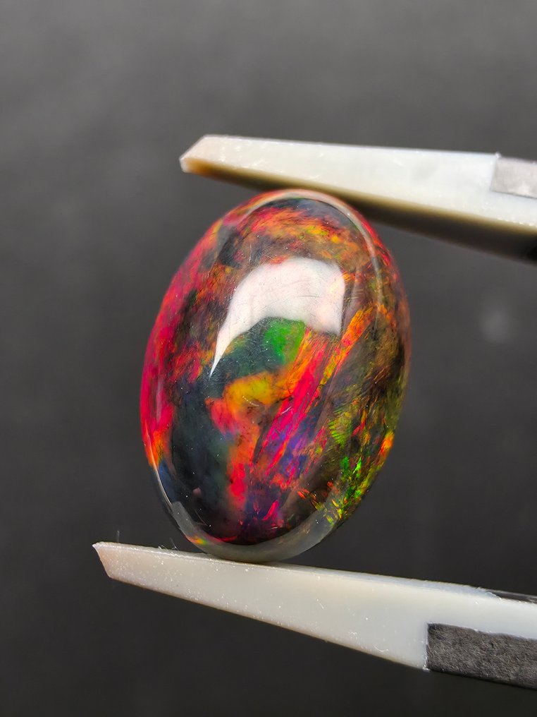 2,94 ct schwarzer Opal Cabochon - Höhe: 13.4 mm - Breite: 9.3 mm- 0.59 g #1.0