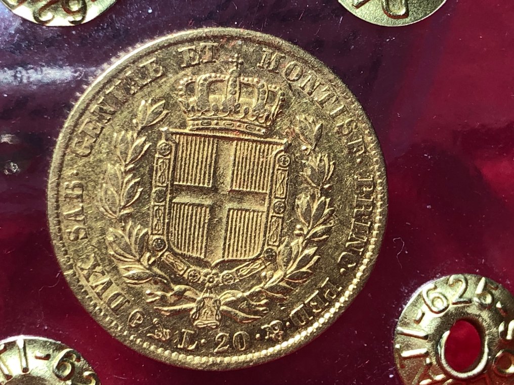 意大利， 萨伏依 Carlo Alberto. 20 Lire 1841 Genova #4.3