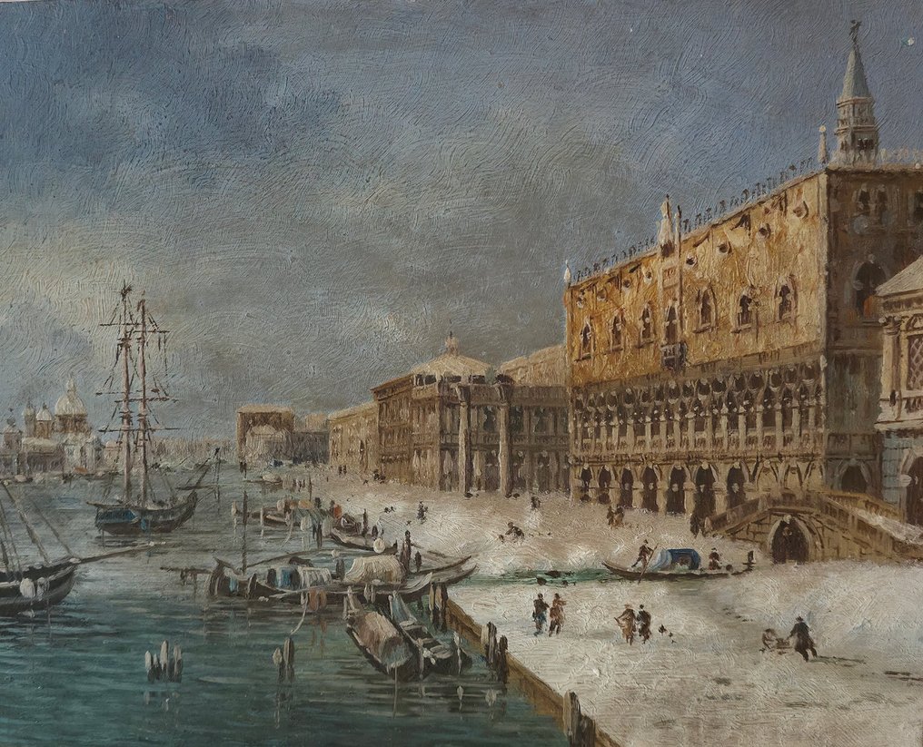 Francesco Guardi (1712-1793), Po - Veduta Veneziana Innevata #1.0
