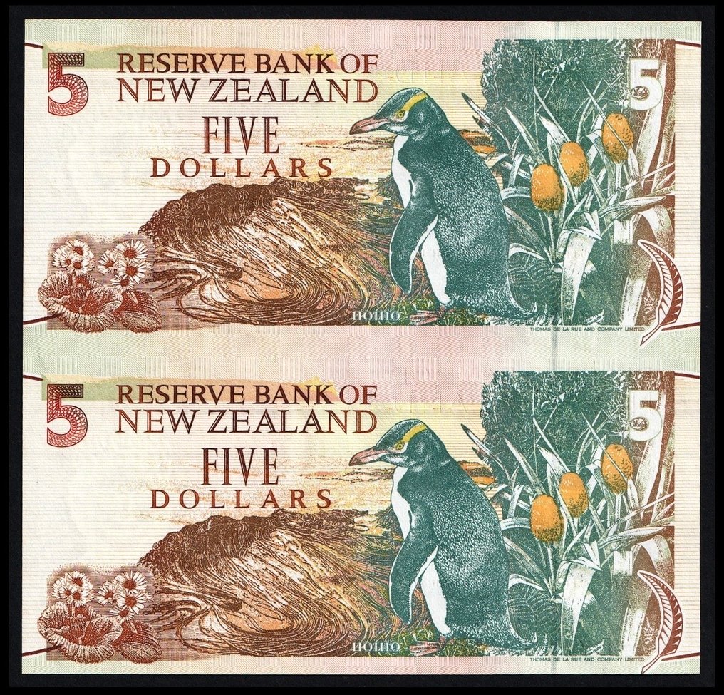 Νέα Ζηλανδία. - 2 x 5 Dollars - ND (1999-2001) - Sheet of 2 - Pick 185  (χωρίς τιμή ασφαλείας) #1.0