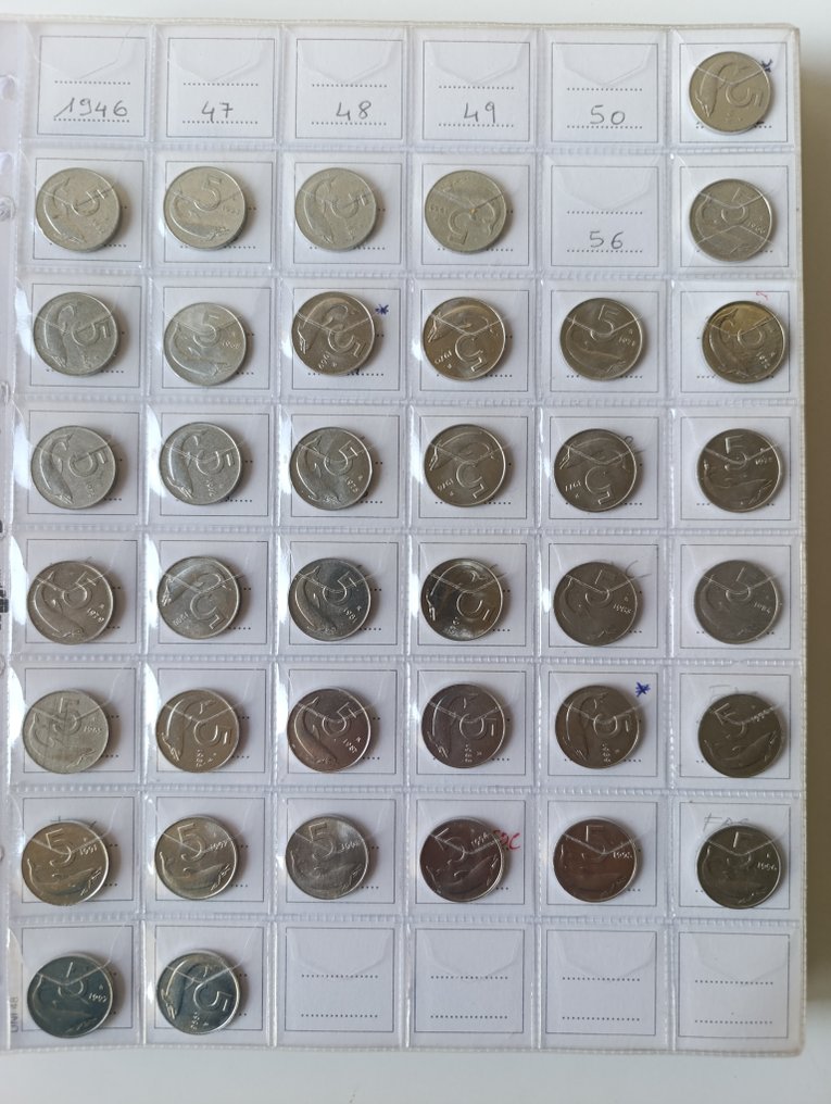 義大利共和國 Raccolta 5-10-20-50-100-200-500-1000 lire 1951/1999 (沒有保留價) #4.3