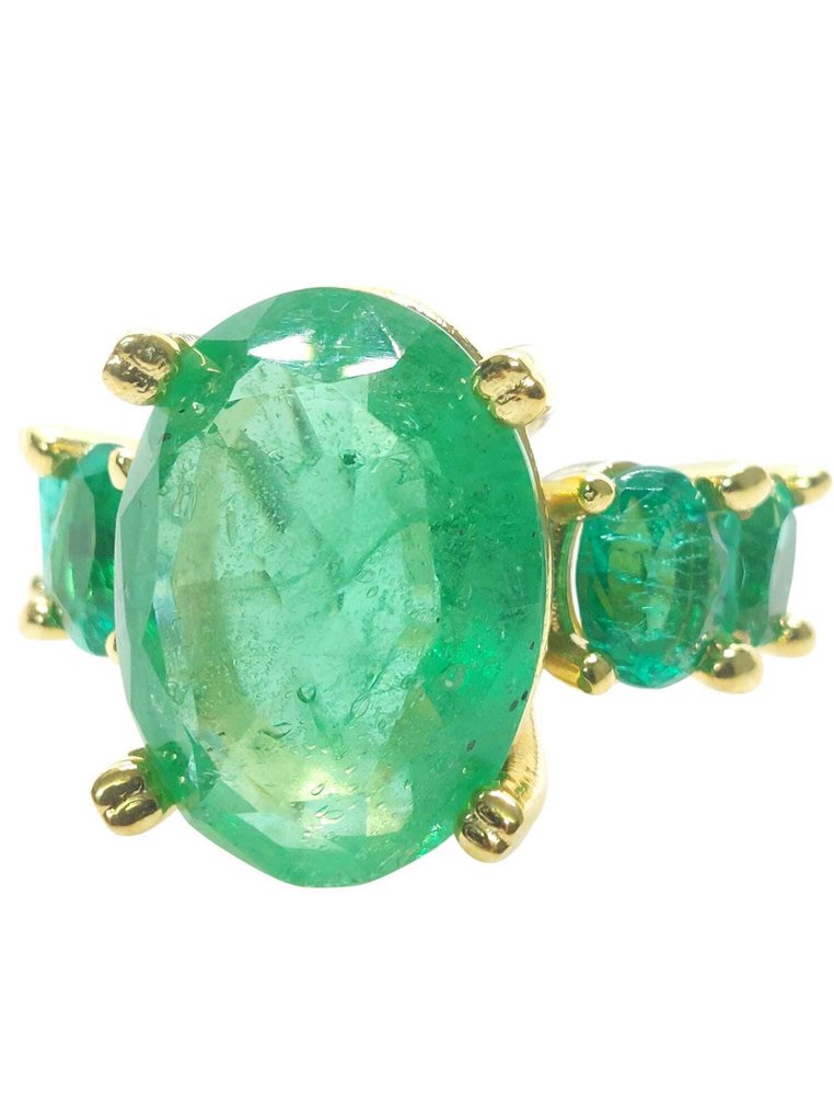 沒有保留價 - 戒指 - 9 節 銀, 黃金 祖母綠 - 祖母綠 #1.0