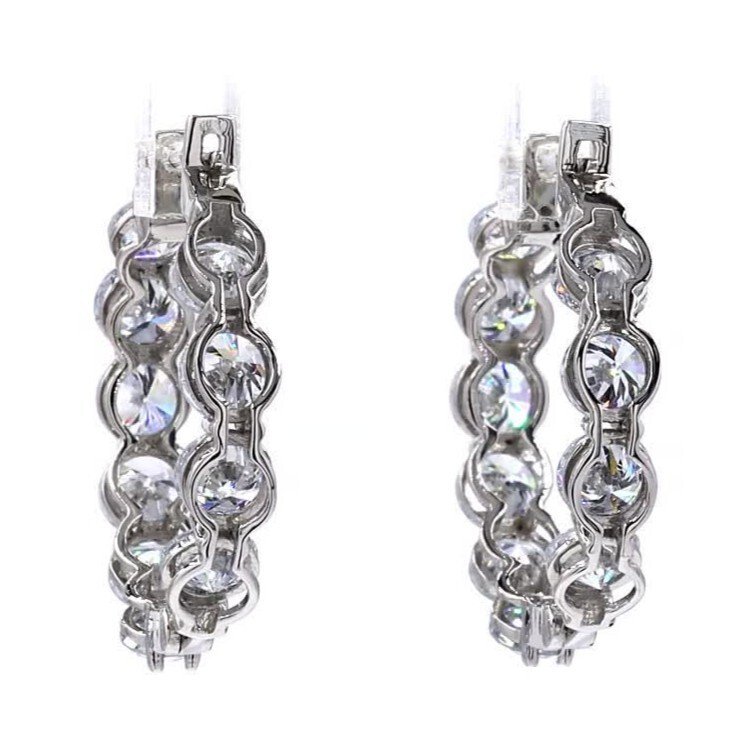 沒有保留價 - 圈形耳環 鉑金 -  5.01ct. tw. 鉆石 (實驗室培育) #4.3