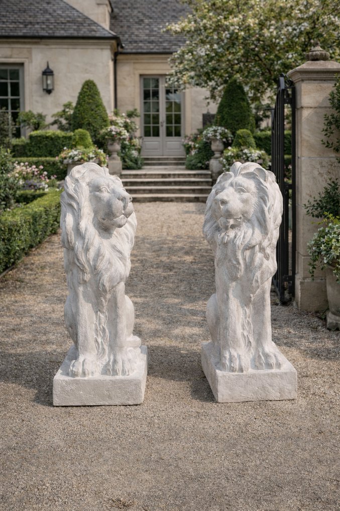 Estátua, Large Set Lions - New - 75 cm - mgo #1.0