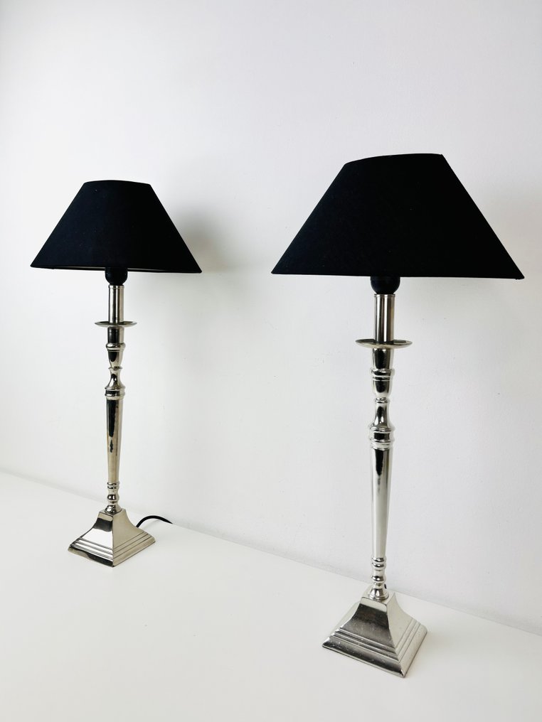 Lampe de table - Ensemble de 2 lampes de table modernes en chrome. - Aluminium #2.1