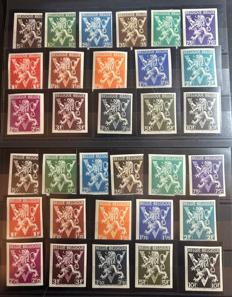 Βέλγιο 1944 - Heraldieke λιοντάρι με εκτύπωση V - Ολόκληρες σειρές - Αδιάσπαστο - OBP/COB 674/685 (zonder 'Specimen') #1.0