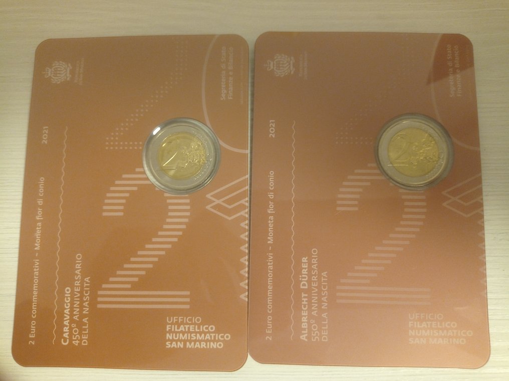 San Marino. 2 Euro 2021 "Caravaggio" + "Durer" (2 monedas) (Sin precio de reserva) #3.2