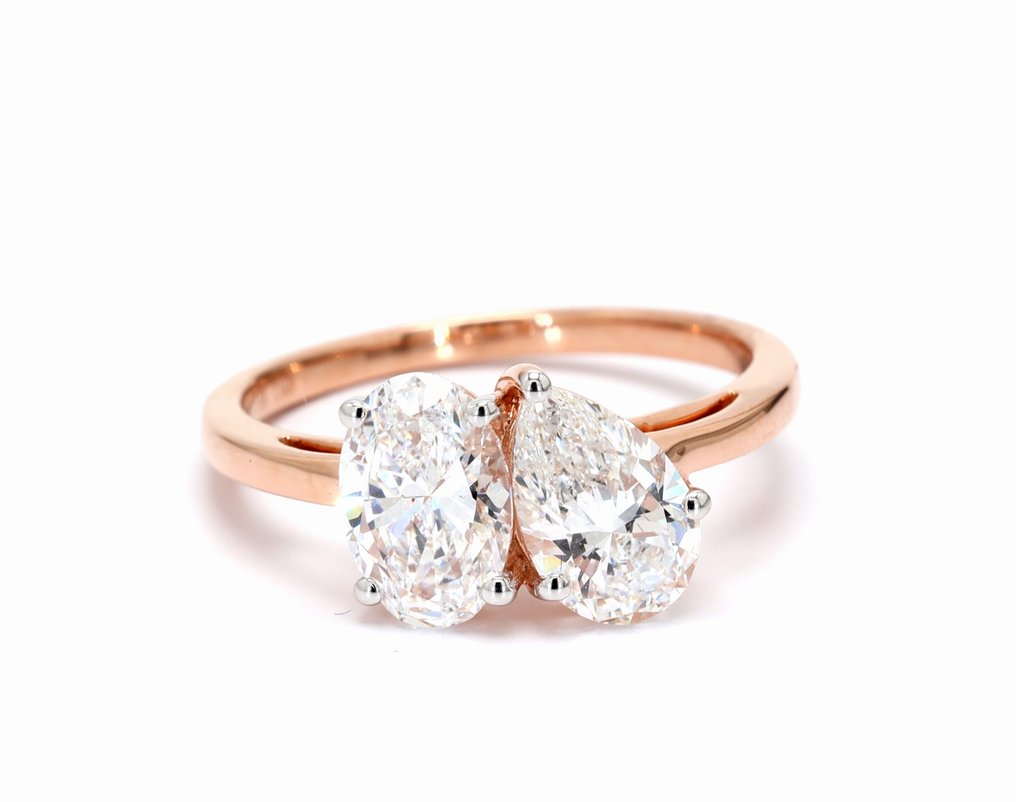 訂婚戒指 - 14 克拉 玫瑰金 -  2.07ct. tw. 鉆石 (實驗室培育) - 我与我戒指 #1.0