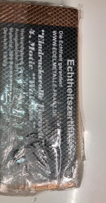 1 quilograma .999 - Copper - Edelmetalle-Franz, Germany - Com certificado (Sem preço de reserva) #2.1