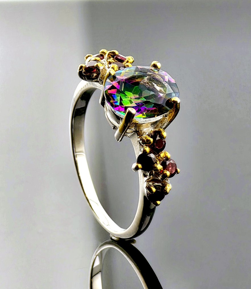 Cuarzo - Plata - Anillo - Brillo arcoíris #2.1