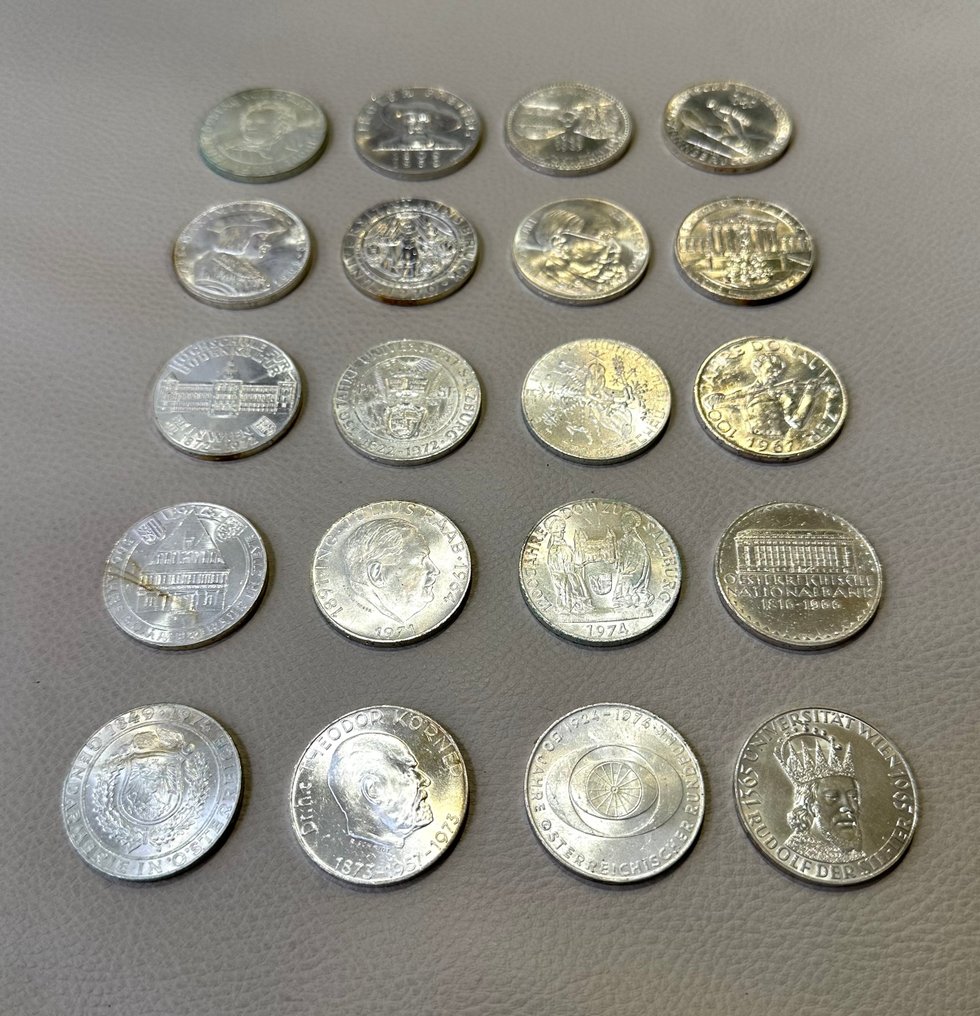 Αυστρία. 50 Shillings 1959 / 1978 - collezione 20 monete commemorative da 50 Schilling FDC #1.0