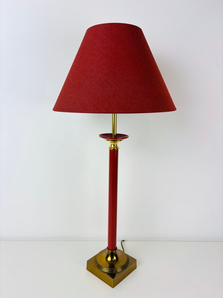 Tischlampe - Stilvolle Kullmann Tafellamp bordo rot - Messing #2.1