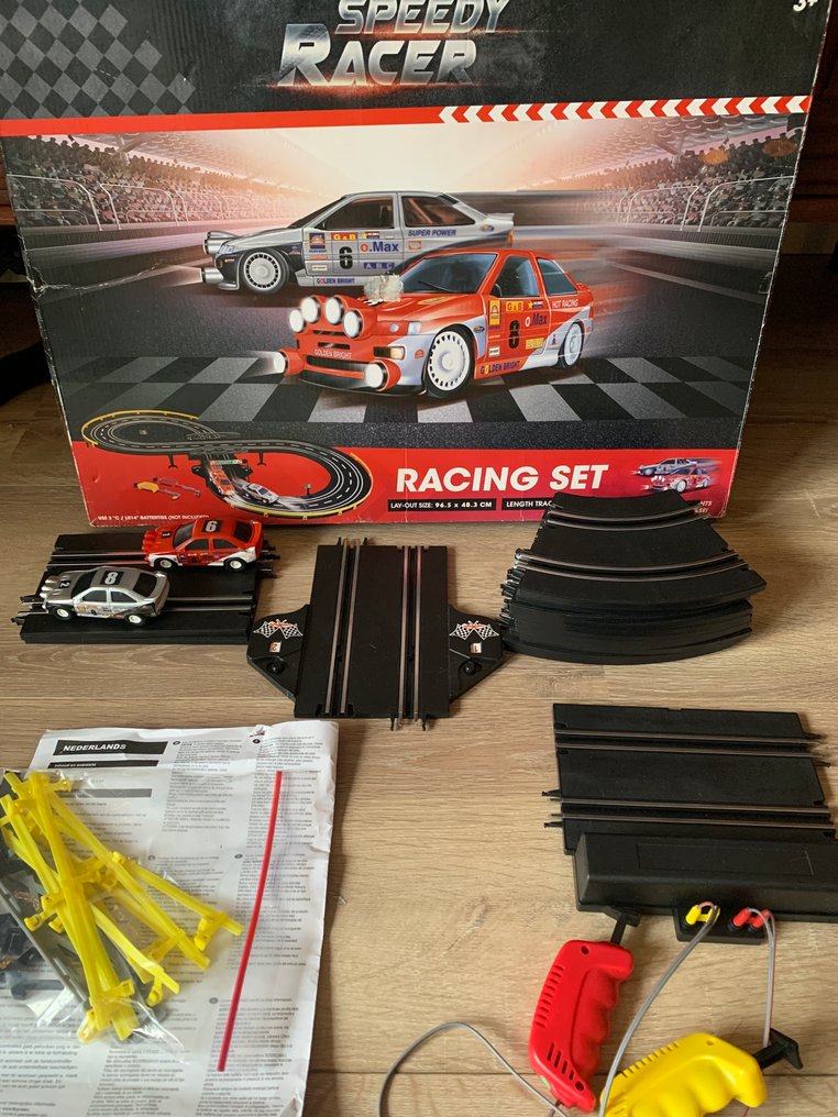 Racebaan SPEEDY RACER - 2x Ford Escort met werkende lichten - Originele doos en handleiding - Op 3x - Modell versenyautó #1.0