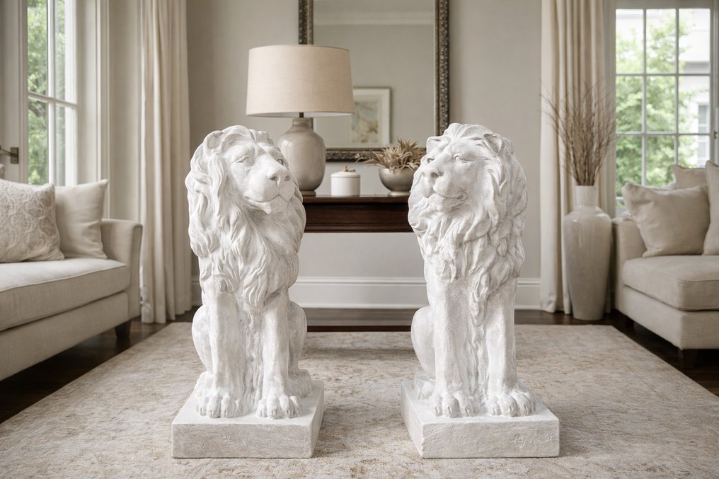Estátua, Large Set Lions - New - 75 cm - mgo #2.1