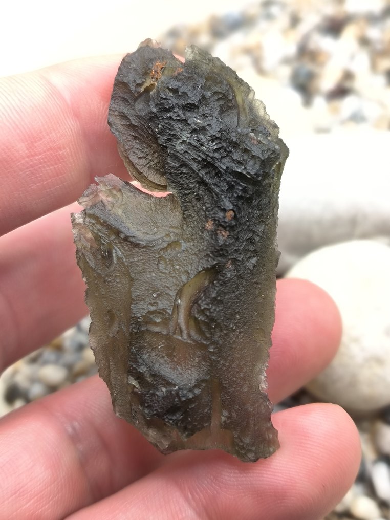 Moldavite de Krasejovka, Sul da Boêmia - Altura: 60 mm - Largura: 30 mm - 16.1 g #1.0