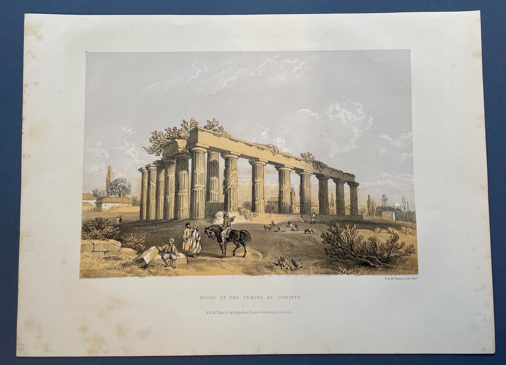 Ελλάδα - Κόρινθος / Ναός του Απόλλωνα; W.H. McFarlane (lithographer) - Ruins of the Temple at Corinth - 1851-1860 #1.0