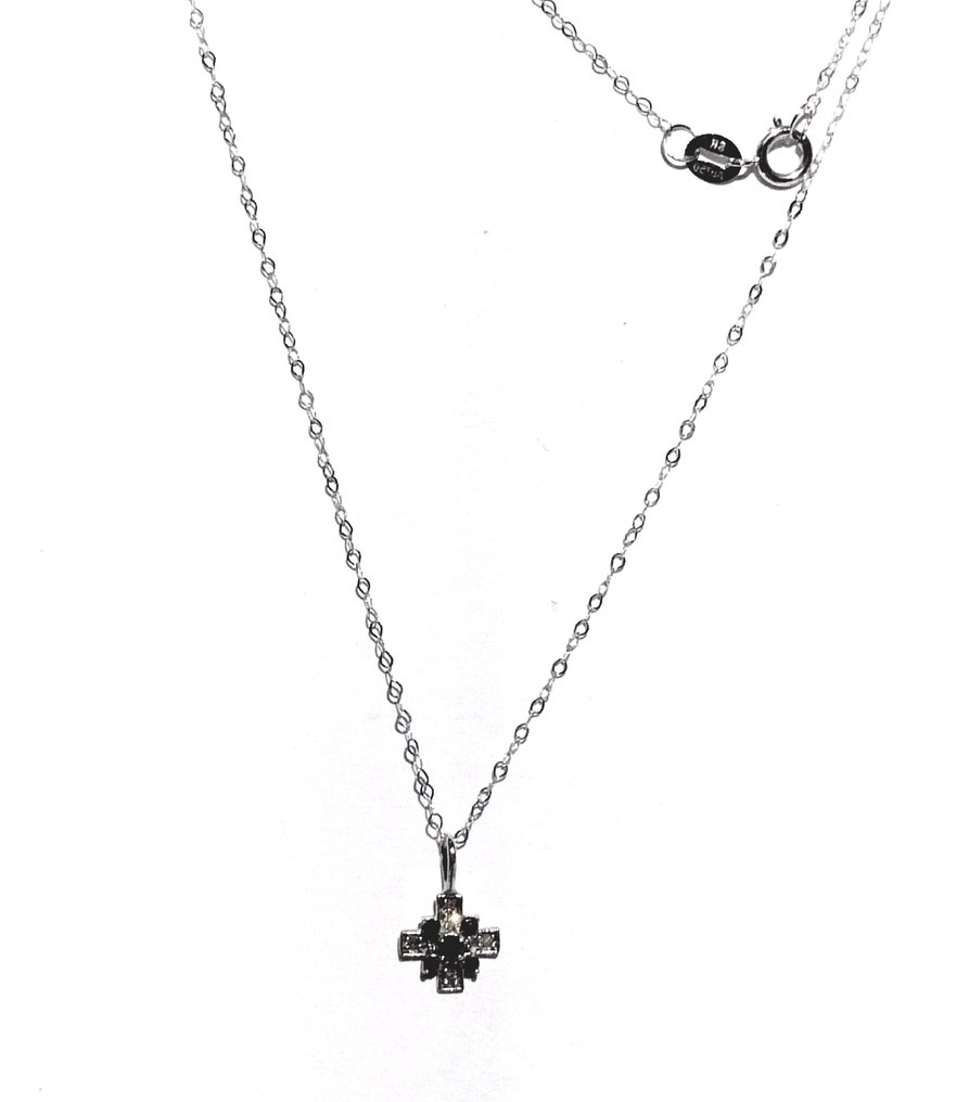 沒有保留價 - 吊墜頸鏈 - 18 克拉 白金 -  0.15ct. tw. 鉆石 (天然)  #4.3