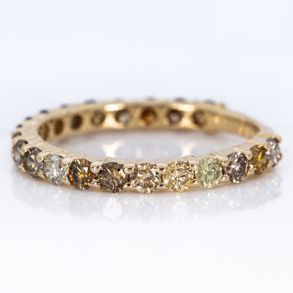 χωρίς τιμή ασφαλείας - Δαχτυλίδι - 14 καράτια Κίτρινο χρυσό - 1.10ct. tw. Διαμάντι (Φυσικού χρώματος) - IGI #1.0