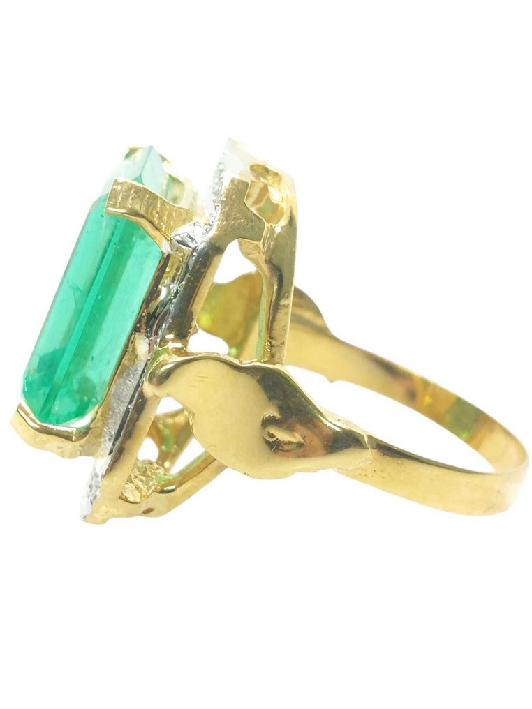 沒有保留價 - 戒指 - 9 節 銀, 黃金 祖母綠 - 鉆石 #2.1