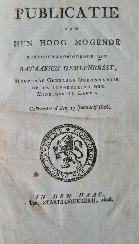 Staats-bewind der Bataafsche Republiek - Publicatie van het staats-bewind der Bataafsche republiek ..Utrecht + Bataafsch gemeenebest.... - 1802 #1.0
