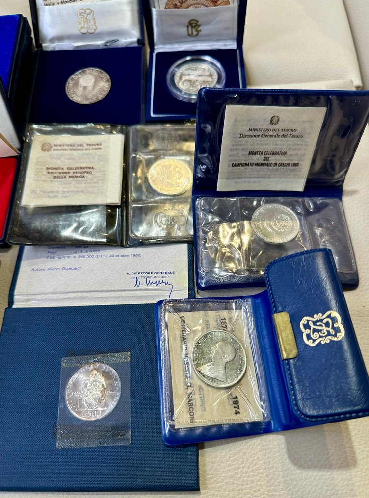 義大利. 1975 in poi - 12 monete commemorative argento FDC e FS  (沒有保留價) #1.0