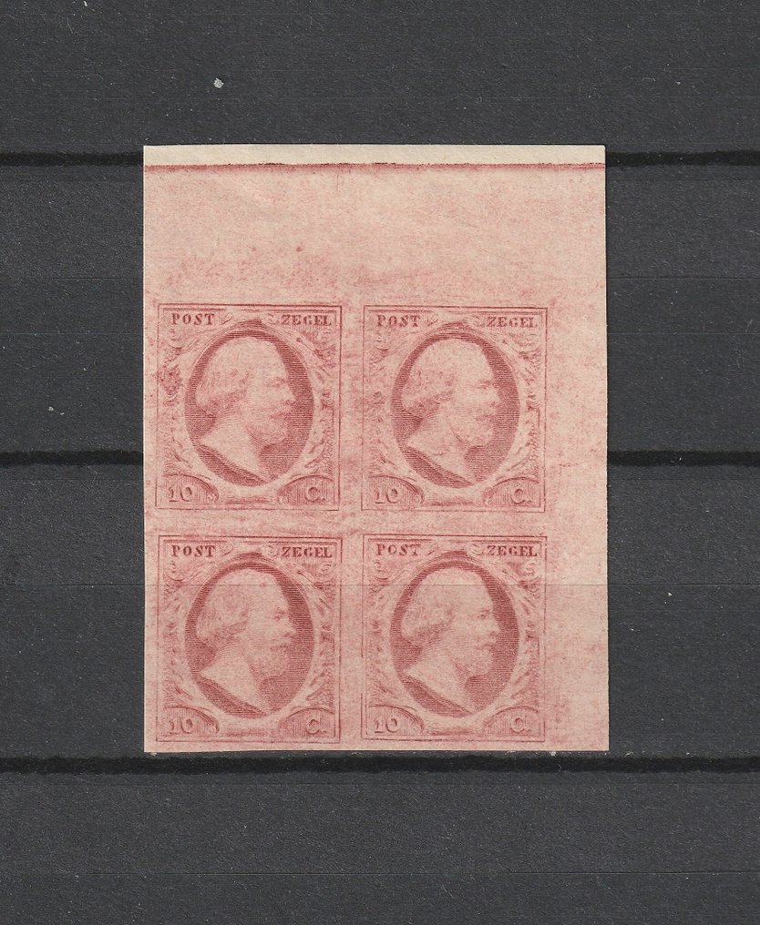 Netherlands 1895 - Sample PCVb - Moesman reprint in a block of 4 - reddish-brown. #1.0