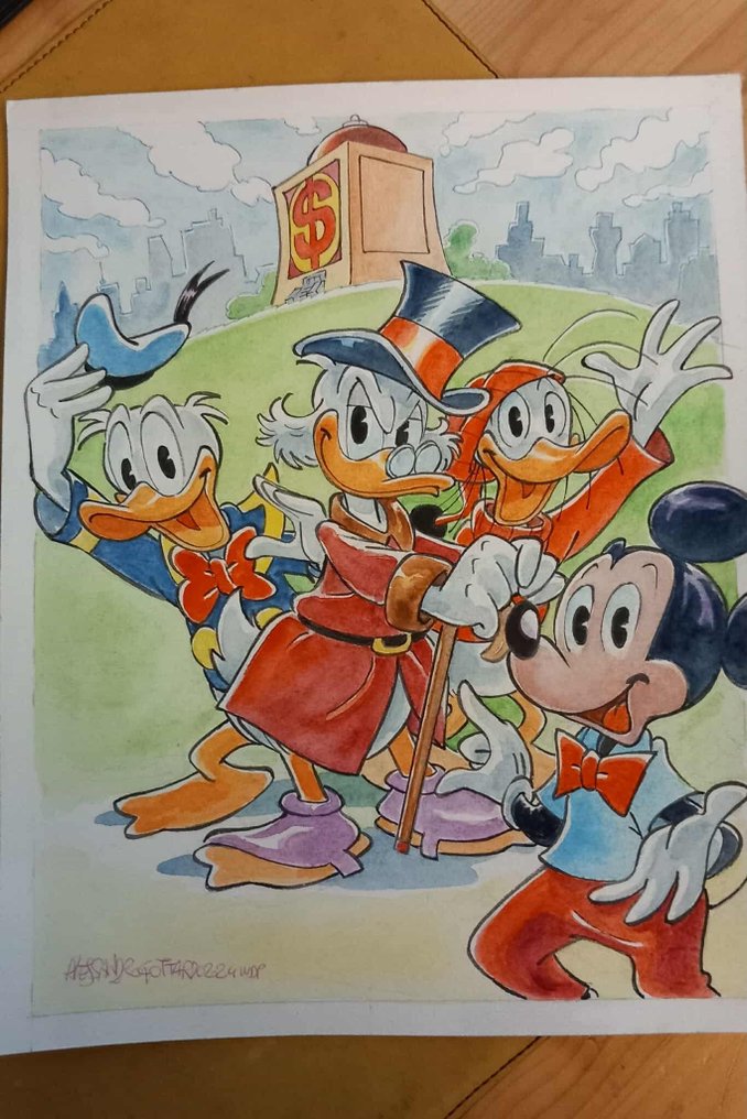 Alessandro Gottardo - 1 Watercolour - Uncle Scrooge, Donald Duck, Mickey Mouse - "Un Topo a Paperopoli" - 2024 #1.0