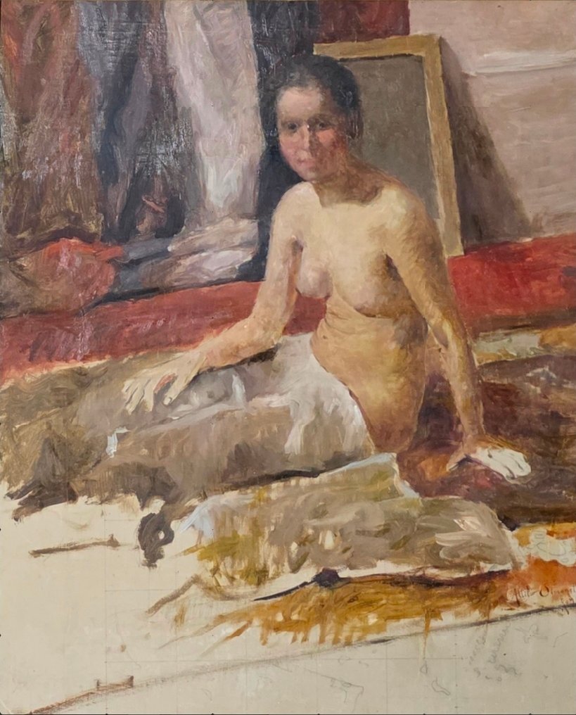 Attilio Simonetti (1843-1925) - Studio per nudo di donna #1.0