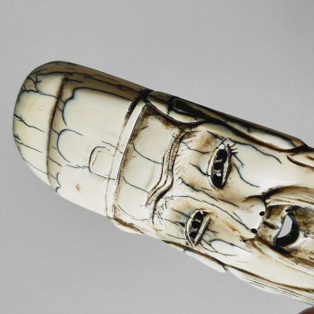 Ancient Chinese Bone   Head of a Wise - Talisman  - 116 mm #4.3