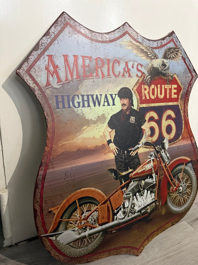 Route 66 - Route 66 - Mainoskyltti - Metalli, maalaus #1.0