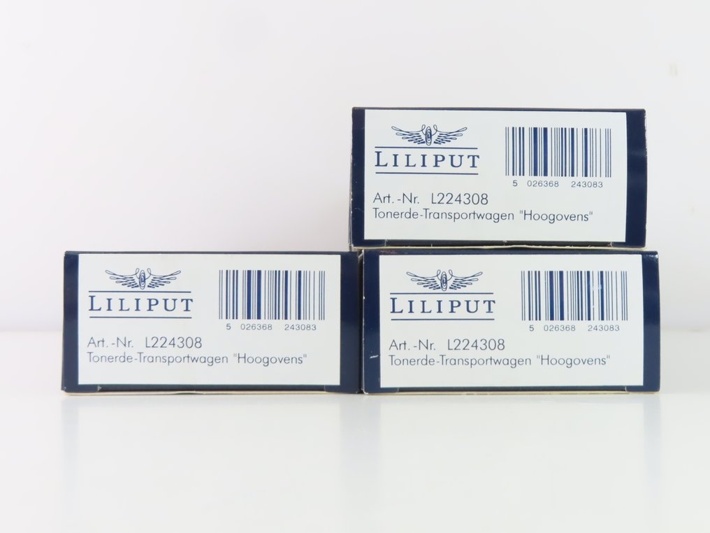 Liliput H0 - L224308 - Modellvonat teherfuvarozás (3) - 3x 4-ajtós zárt áruszállító kocsi acél szállítására, 'Hoogovens' felirattal. - DB #2.1